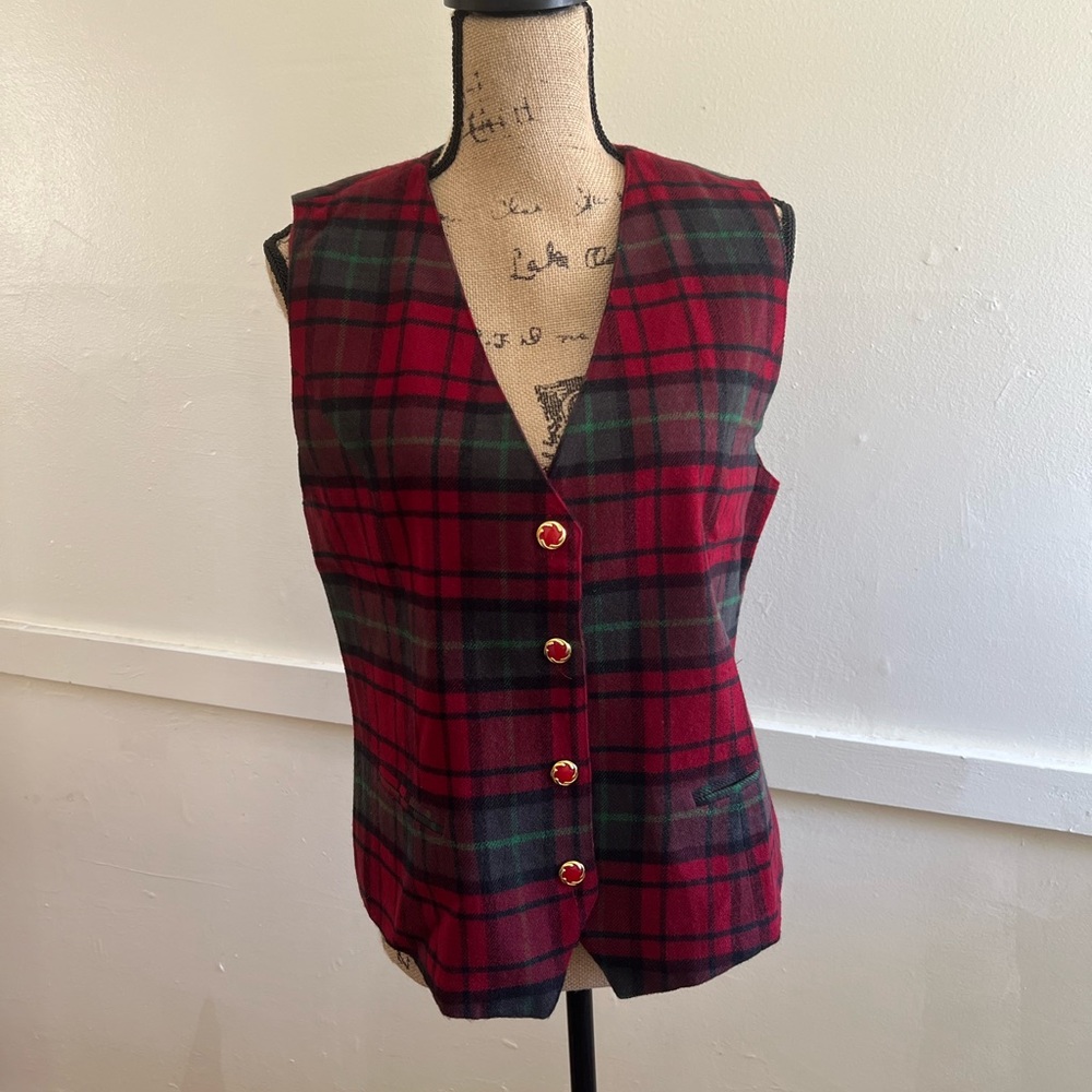 Vintage Plaid Wool Vest